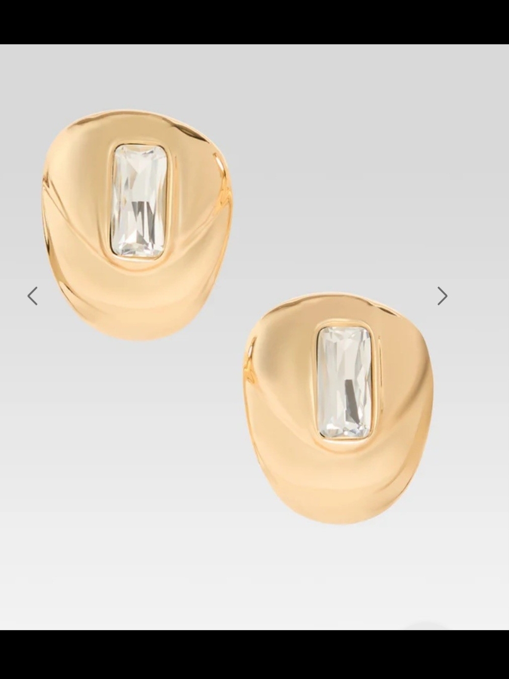 Retrofête Polished Gold Dome Earrings with Clear Faceted Stones